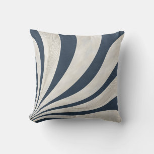 Coussin Rayures courbes rayonnantes bleu marine et ivoire