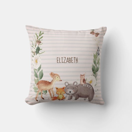 Coussin Rayures d'animaux des bois (Recto)