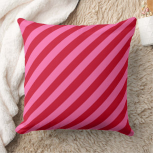 Coussin Rayures de bonbon à la menthe de Noël rose et roug