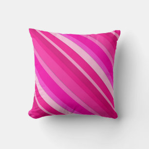 Coussin Rayures de bonbons en couches - rose et fuchsia