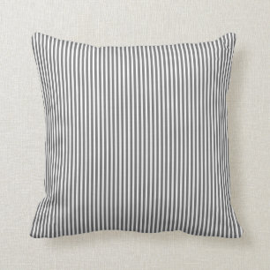 Coussin Rayures de cabane de gris et de blanc de charbon