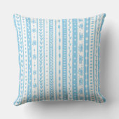 Coussin Rayures de gribouillis floraux en bleu bébé et bla (Verso)