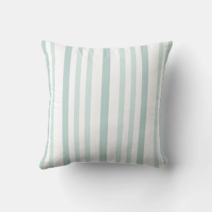 Coussin Rayures de ligne vert grisâtre gris sur blanc