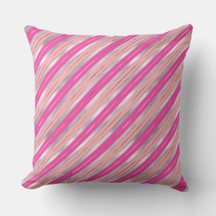 Coussin Rayures de Noël en feuille d'or et d'argent roses