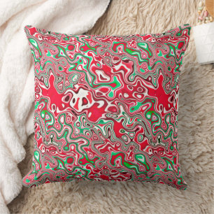 Coussin Rayures de Noël maximalistes funky ondulées tripan