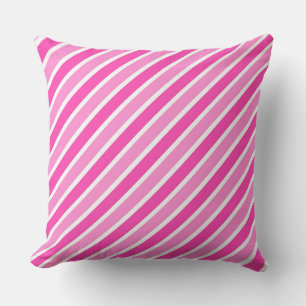 Coussin Rayures de Noël Rose et Blanc Élégantes