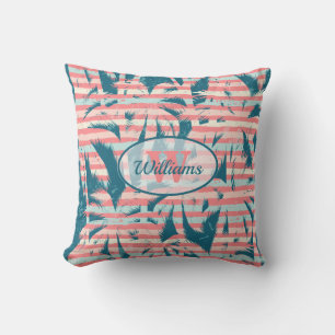 Coussin Rayures de palmiers tropicaux