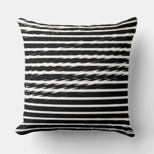 Coussin Rayures de signal de pépin noir et blanc