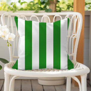 Coussin Rayures de store vert forêt et blanc
