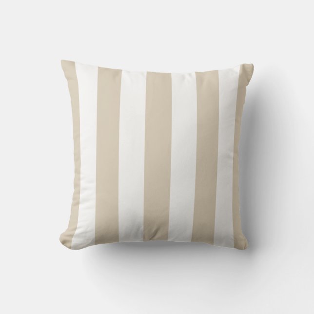 Coussin Rayures de toile beige et blanc (Recto)