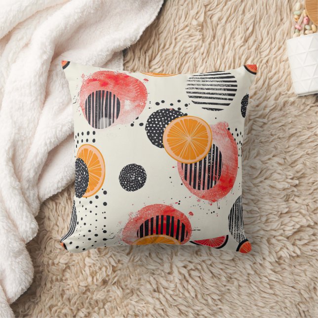 Coussin Rayures de tranches de citrus gras (6) (Couverture)