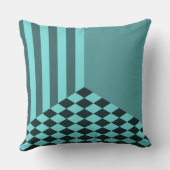 Coussin Rayures de turquoise fraîche Damier diamant (Verso)
