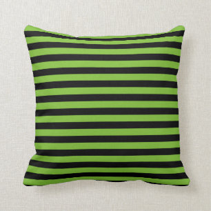 Coussin Rayures de vert et de noir de chaux
