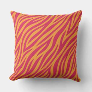 Coussin rayures de zèbre orange et rose