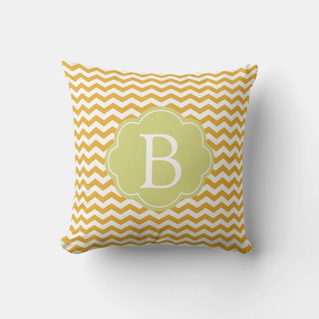 Coussin rayures de zigzag de chevron jaune clair et ensole (Recto)