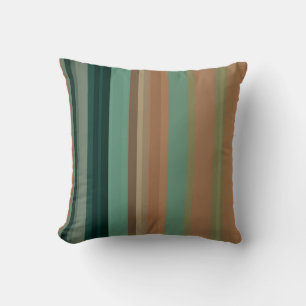Coussin Rayures désertiques vintage en sarcelle, terre cui
