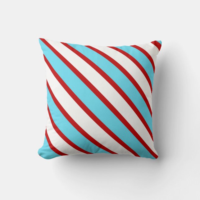 Coussin Rayures diagonales de rouge de turquoise (Recto)