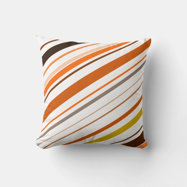 Coussin Rayures diagonales oranges, jaunes, Brown et (Recto)