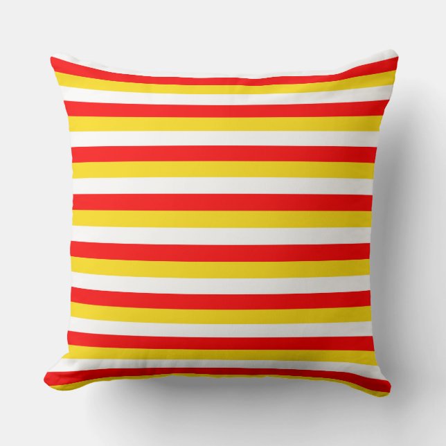 Coussin Rayures du drapeau de Guernesey rouge jaune blanc  (Recto)