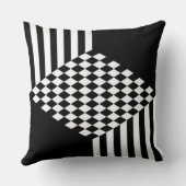 Coussin Rayures élégantes blanches et noires Damier diaman (Verso)