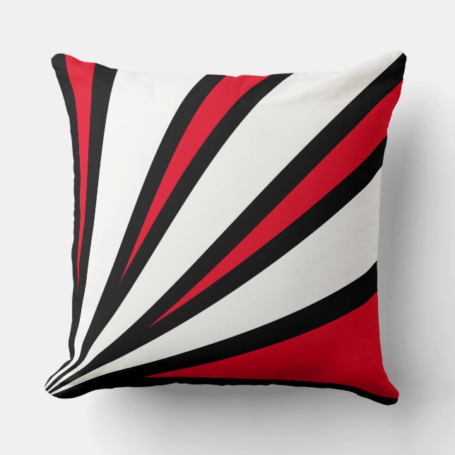 Coussin Rayures élégantes noires, rouges et blanches (Recto)