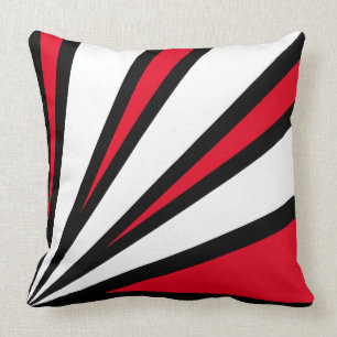 Coussin Rayures élégantes noires, rouges et blanches