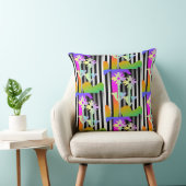 Coussin Rayures Et Fleurs Décoratives (Chaise)
