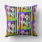 Coussin Rayures Et Fleurs Décoratives (Verso)