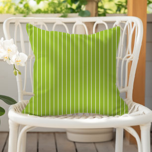 Coussin Rayures Été Vert Lime Blanc