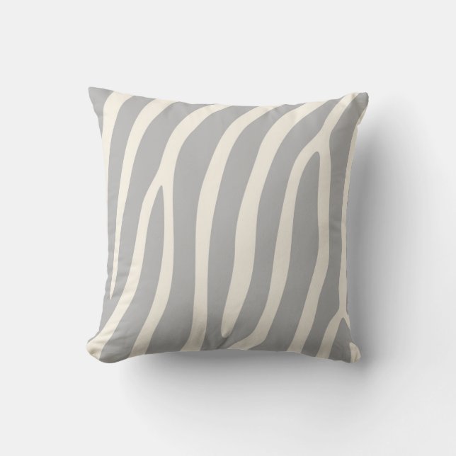 Coussin Rayures exotiques de zèbre dans gris-clair (Recto)