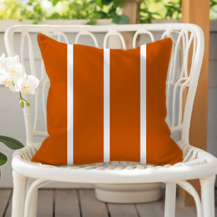 Coussin Rayures fines blanches orange brûlé