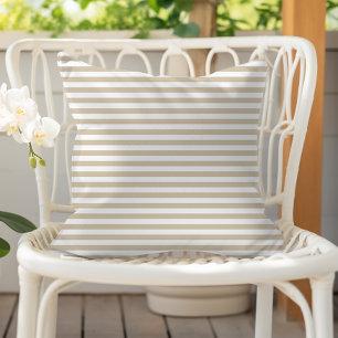 Coussin Rayures fines horizontales beige sable blanc