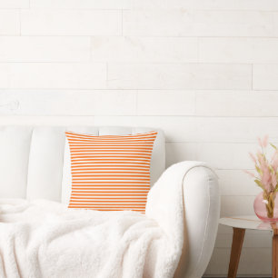 Coussin Rayures fines vintage orange et blanc