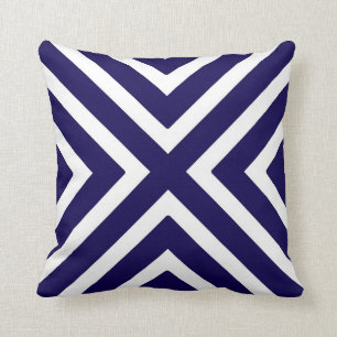 Coussin Rayures géométriques chics dans le bleu de cobal