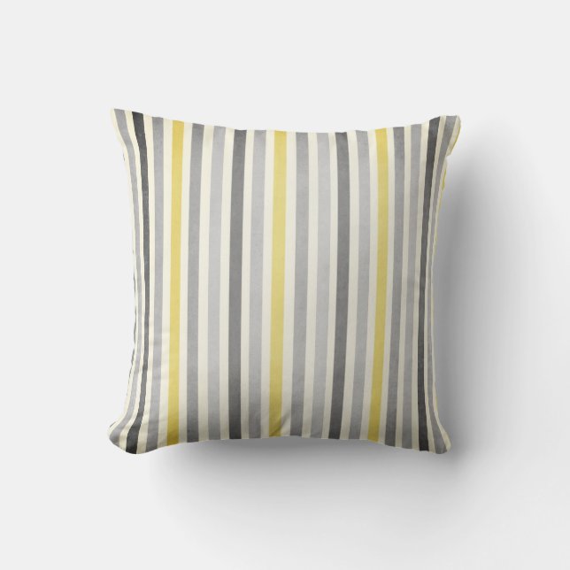 Coussin Rayures grises et jaunes (Recto)