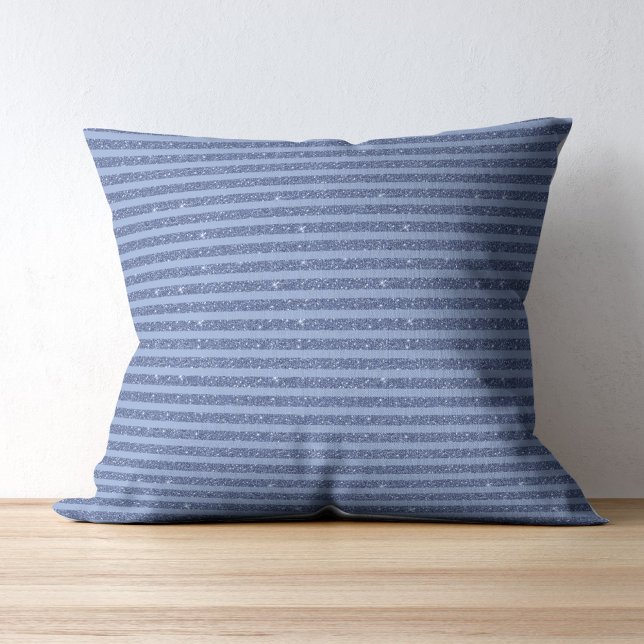 Coussin Rayures horizontales de style paillettes indigo fo (Créateur téléchargé)