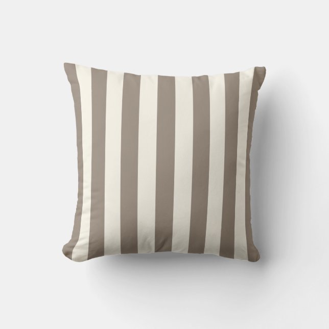 Coussin Rayures Intemporelles Crème Taupe (Recto)