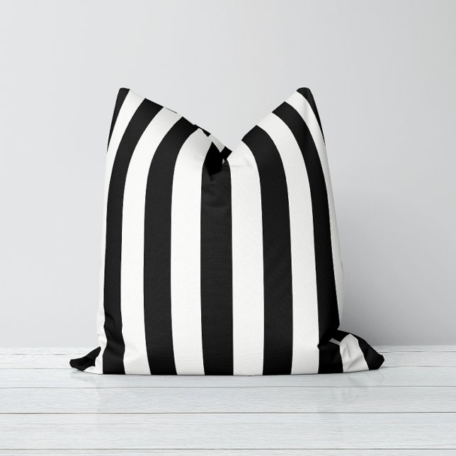 Coussin Rayures Intemporelles Noir & Blanc (Créateur téléchargé)