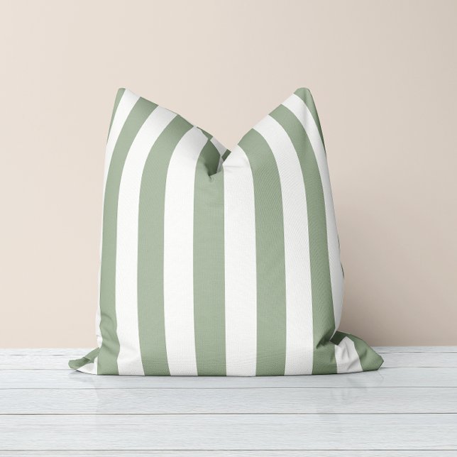 Coussin Rayures Intemporelles Vert Sauge (Créateur téléchargé)