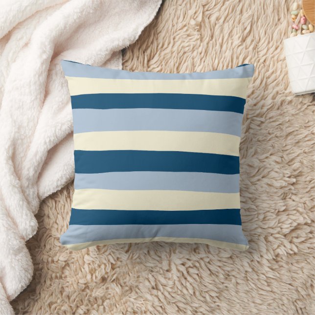 Coussin Rayures irrégulières - Bleu foncé, Bleu clair et C (Couverture)