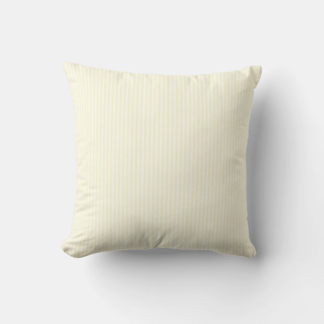 Coussin Rayures jaune citron et blanches en pastel jaune (Recto)