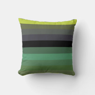 Coussin Rayures Jaune Citron et Vert Sauge Vintage 70