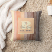 Coussin Rayures jaune orange marron aquarelle Monogramme (Couverture)