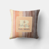 Coussin Rayures jaune orange marron aquarelle Monogramme (Verso)