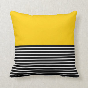 Coussin Rayures jaunes de blanc de noir de bloc