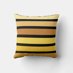 Coussin Rayures Jaunes Dorées Sur Fond Noir