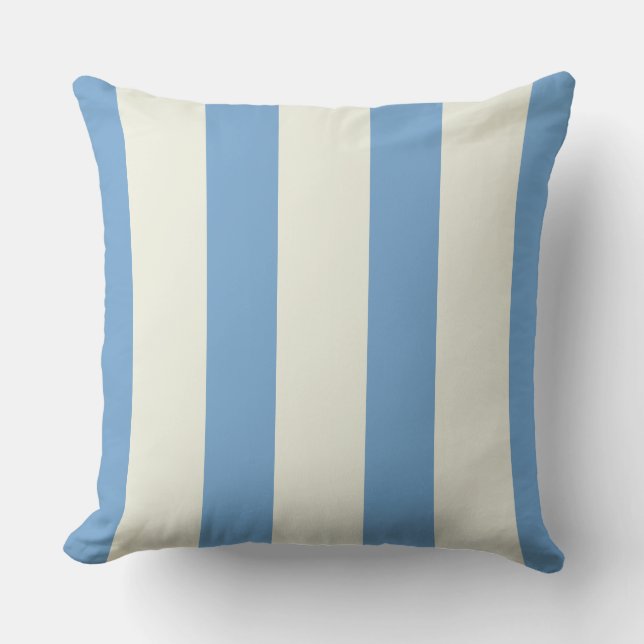 Coussin Rayures larges bleu clair et crème Funhaus (Recto)
