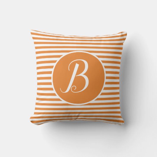 Coussin rayures lettre monogramme cadre blanc (Recto)