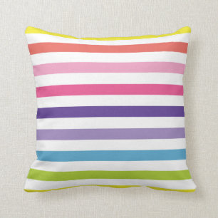 Coussin Rayures lumineuses et modernes d'arc-en-ciel