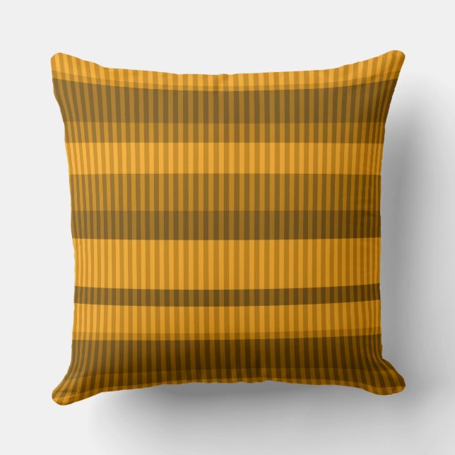 Coussin rayures marron jaune monochrome (Verso)